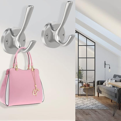 Brushed Nickel Wall Hooks, 6 Pack Coat Robe Hook Heavy Duty Metal Double Bath - Image 6