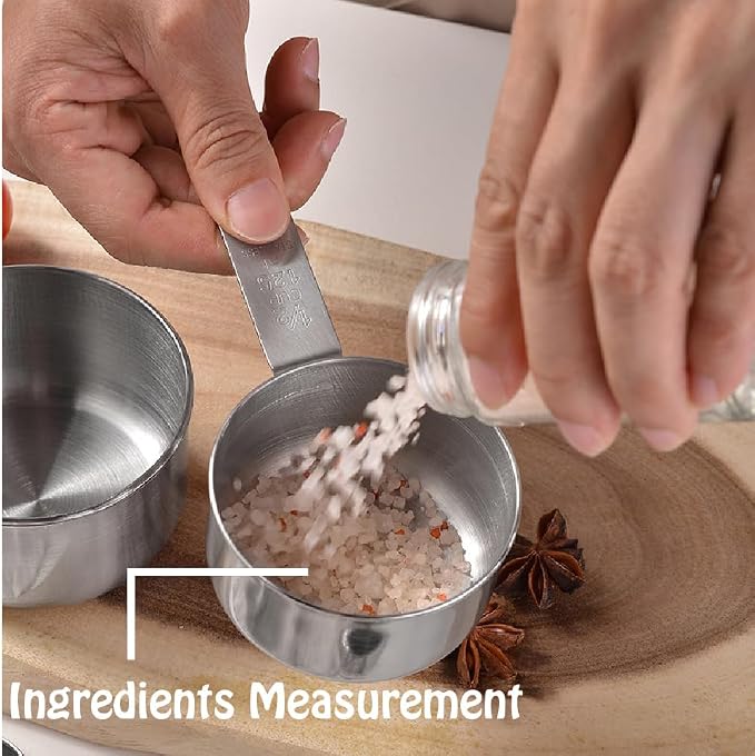 Stainless Steel Measuring Cups Set, 5 Pieces Kitchen Measuring Sets Gadgets tool - Image 6