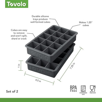 Tovolo Silicone Ice Cube Tray Charcoal Gray Pack of 2 BPA Free Ice Tray Mold - Image 6