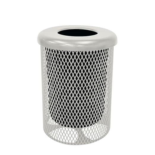 COATEDOUTDOORFURNITURE RFT-Gry Heavy Duty Round Trash Receptacle by CoatedOutdoorFurniture