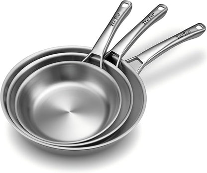 VocVoi Stainless Steel Pan Set, Frying Pan Set, 8/10/12 Inch Stainless Steel by VocVoi