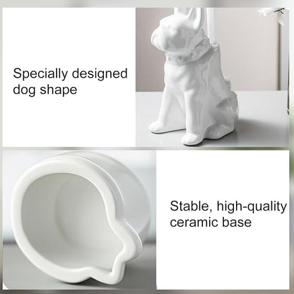 Comeon Ceramic Dog White/Black Toilet Brush and Holder Set, Plastic Handled - Image 4