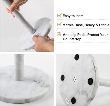 Koville Italian Marble Paper Towel Holder Countertop, Carrara Stone Paper Towel - Image 6