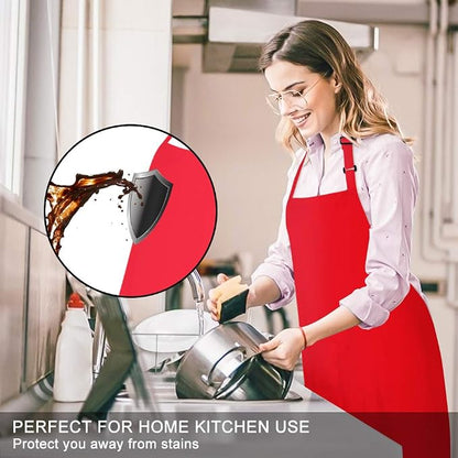 Jubatus 2 Pack Bib Aprons with 2 Pockets Cooking Chef Kitchen Apron - Image 3