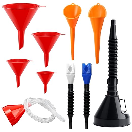 10Pcs Funnels for Automotive Use, Automotive Funnels Set, Wide Mouth Fuel Funnel by vvag