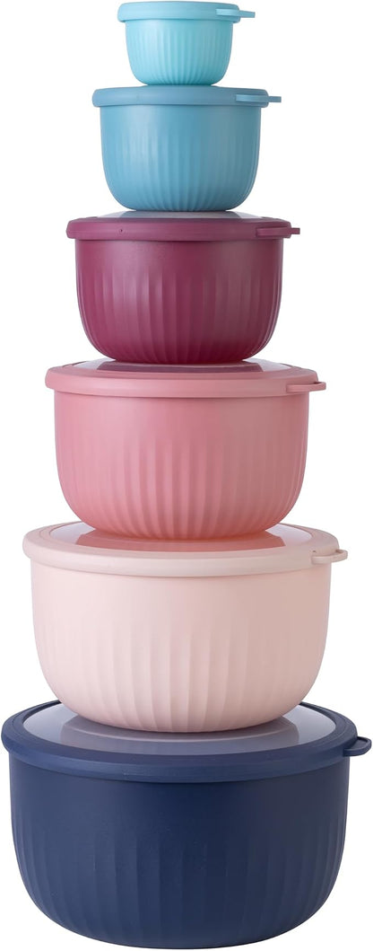 COOK WITH COLOR Prep Bowls with Lids- Wide and Deep Nesting Plastic Small by CookwithColor