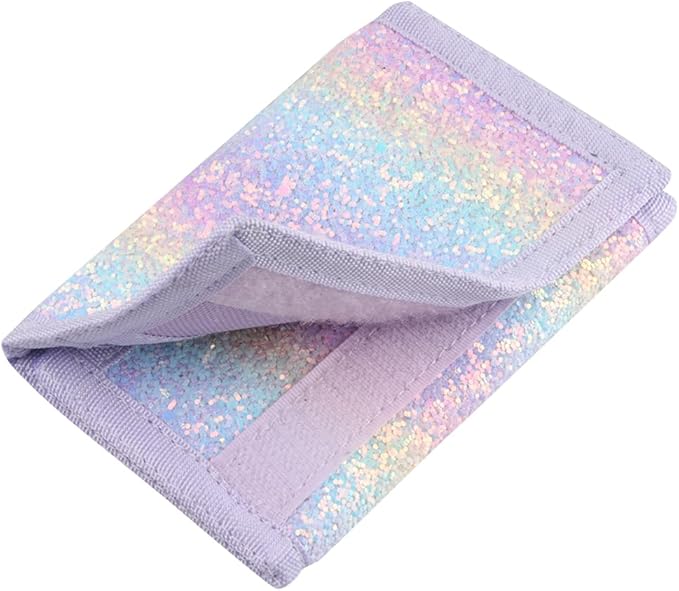 NEICY RFID Blocking Canvas Wallet for Men and Women - Camo Trifold Outdoor Sports Wallets with Magic Sticker for Teen Kids (Rainbow3)