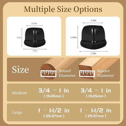 Square Chair Leg Floor Protectors Large 24Pcs, Silicone Chair Leg Protectors - Image 2