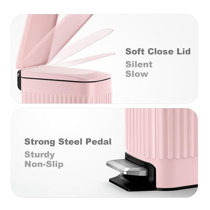 TrashAid Pink Bathroom Trash Can, 1.6 Gallon Stainless Steel Small Garbage Can - Image 4
