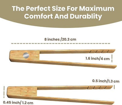 Toaster Tongs With Magnet | Bamboo Kitchen Utensils - Image 3