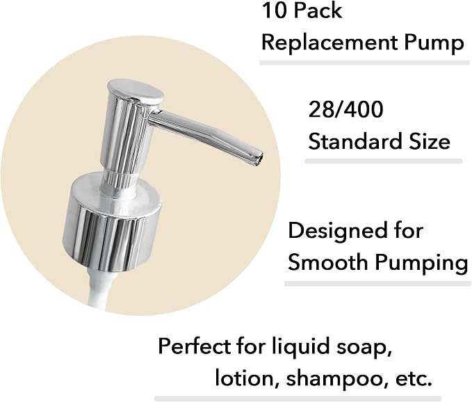 Soap Dispenser Pump Head Replacement 10 Pack, 28/400 Threads Standard Size - Image 2