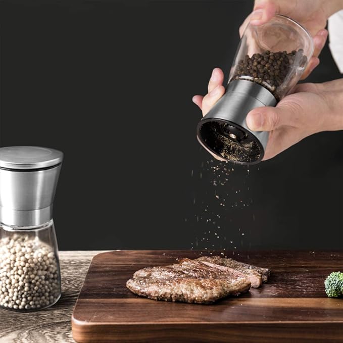 Salt and Pepper Grinder Set of 2, Premium Stainless Steel Spice Mill - Image 6