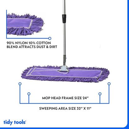 24 Inch Purple Commercial Dust Mop & Floor Sweeper - Image 3