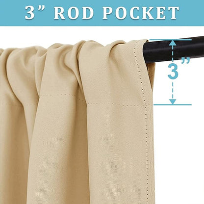RYB HOME Curtains for Bedroom 63 inches Long, W 34 x L 63, Biscotti Beige - Image 2