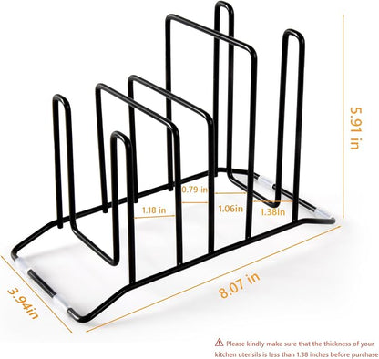 Pot Lid Organizer and Cutting Board Holder, Stainless Steel Kitchen Storage Rack - Image 3