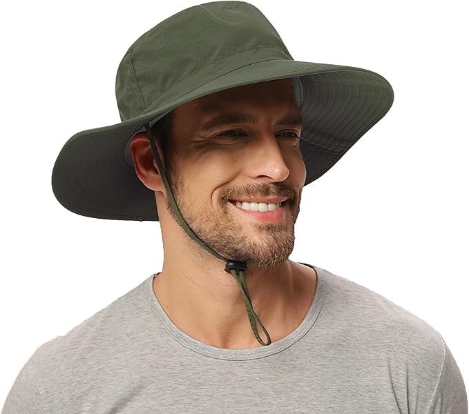 Rosoz Sun Hat for Men Women Boonie Bucket Hat Wide Brim Breathable Cooling Fishing Hats Safari Beach Garden UV Protection