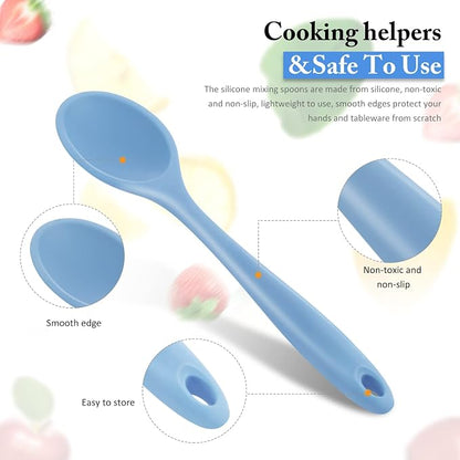 Shappy 4 Pieces Silicone Cooking Spoons 10.6 Inch Heat Resistant Kitchen Spoons - Image 3
