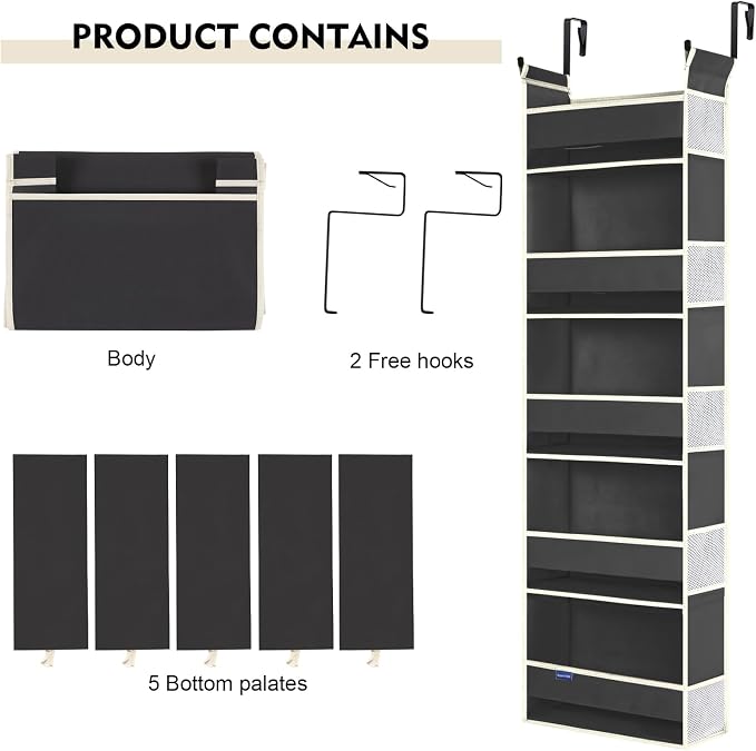 Over The Door Hanging Organizer 5-Shelves and 10 Side Pockets, Over The Door - Image 7