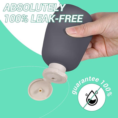 ASEVAT 6.7oz Refillable Plastic Travel Shampoo Bottles, Empty Travel Shampoo and Conditioner Bottles Reusable, Travel Size Shampoo Bottle, Hand Soap Dispenser for Vacation,Gym, Home(Grey)