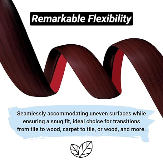 Floor Transition Strip Self Adhesive Carpet Wood Tile Vinyl Flooring Laminate Transition Cover Edge Trim Gap Doorway Threshold for Uneven Floors Heights Within 5 mm (120 inches, Red Wine)