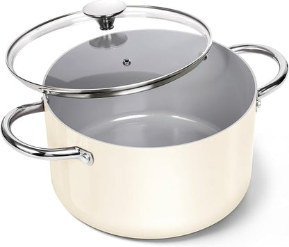 MICHELANGELO Stock Pot with Lid, 6 Quart Soup Pot with Ceramic Coating by Michelangelo