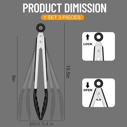 Hotec Silicone Kitchen Tongs for Cooking 9-Inch Serving Tongs - Image 2