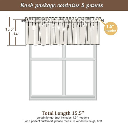 Chyhomenyc Sheer Valances for Windows 2 Pack, 42Wx14L Inches Short Valance for - Image 2
