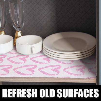 Pink Heart Drawer Liner for Cabinets, Shelf Liner Non-Adhesive and Strong - Image 5
