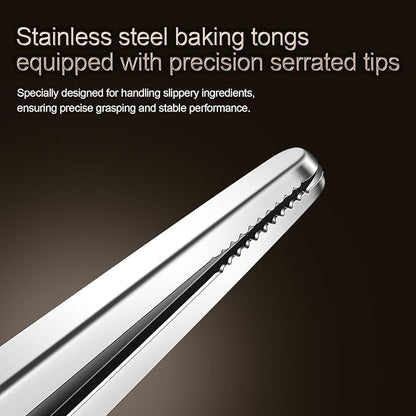 Locking Stainless Steel Kitchen Tongs, 12-inch Grill Tongs, Heat-Resistant up - Image 5