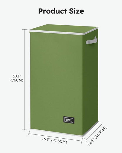 SOLEDI Laundry Hamper with Lid 100L Large & Tall Collapsible Laundry Basket, Clothes Hamper with Bag Removable Easy to Carry, Dirty Hampers for Bedroom, Bathroom, Dorm, College, Dark Green