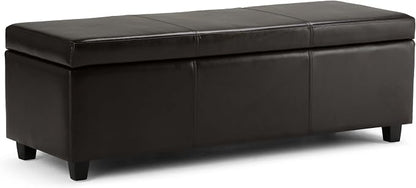 SIMPLIHOME Avalon 48 inch Wide Contemporary Rectangle Storage Ottoman Bench in by SimpliHome
