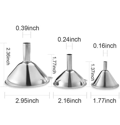 Metal Stainless Steel Funnel, Large Medium Small Funnel Set of 3, Food Grade - Image 2