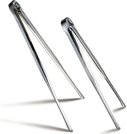 Stainless Steel Kitchen Tongs 2 Set, Non-Slip Serrated Tips, One-Piece Metal by Unknown
