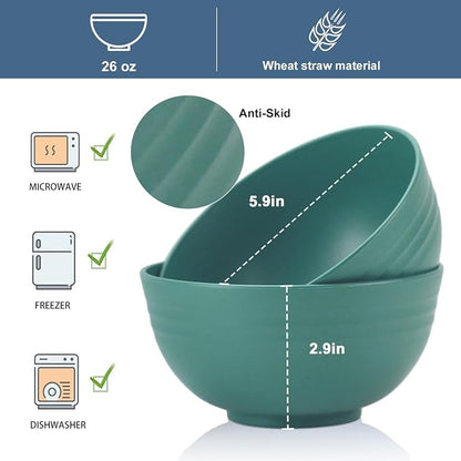 Wrova Wheat Straw Bowl Sets, Microwave and Dishwasher Safe Bowls, Kids Bowl - Image 2