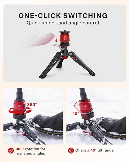 IFOOTAGE Cobra 3 Strike Monopod with Feet,Portable Travel Monopod for Camera A150S Ⅲ with Pan Tilt Head K5S,Pedal Design Base,One-Click to Extend Height 59"/150cm,Payload 11lbs/5KG