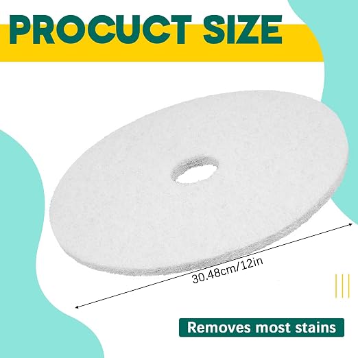 2 Pcs 12" White Scrubbing Pads Commercial Cleaning Orbiter Pads-Maintenance Non - Image 2