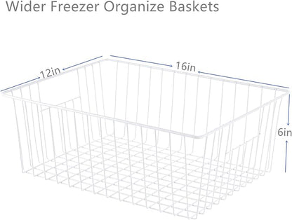 16" L x 12" W Wider Freezer Storage Organizer Baskets Container, Metal Wire - Image 7
