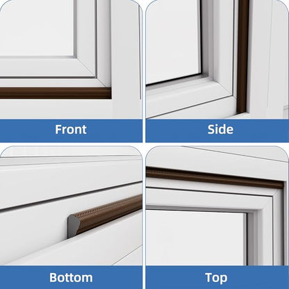 Wedge-Shape Window Weather Stripping Door Frame Seal Strip 2Pcs×196" Brown - Image 8