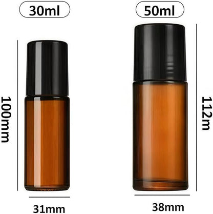 2Pcs Brown Glass Essential Oil Roller Bottles Refillable Roll on Bottles Empty - Image 2