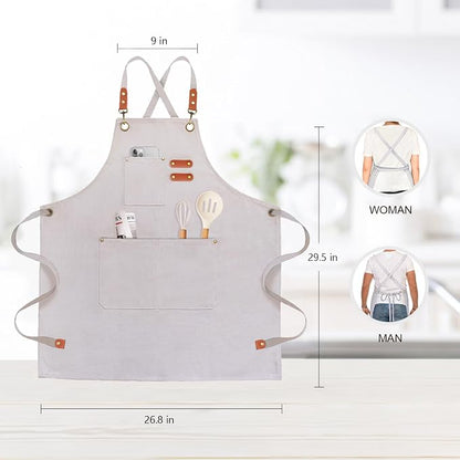 OUNLEN Chef Apron for Men Women Canvas Aprons - Image 2
