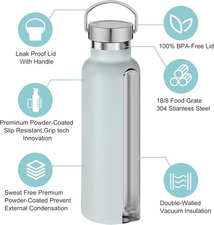 Neihepal 20 oz Insulated Water Bottles Bulk 4 Pack, Stainless Steel Double Wall - Image 3
