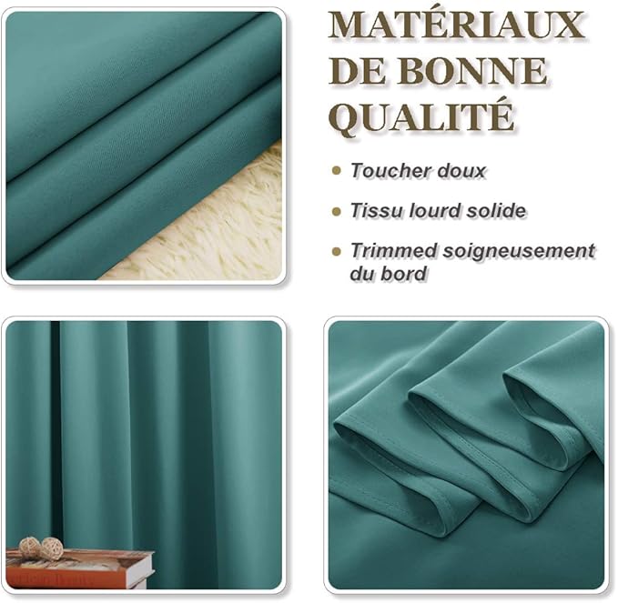 PONY DANCE Blackout Curtain Panels - Energy Saving Room Darking Drapes with Grommet Top Window Treatments for Bedroom & Living Room, 42 inch Wide by 54 Long, Sea Teal, Sold as 2 Panels