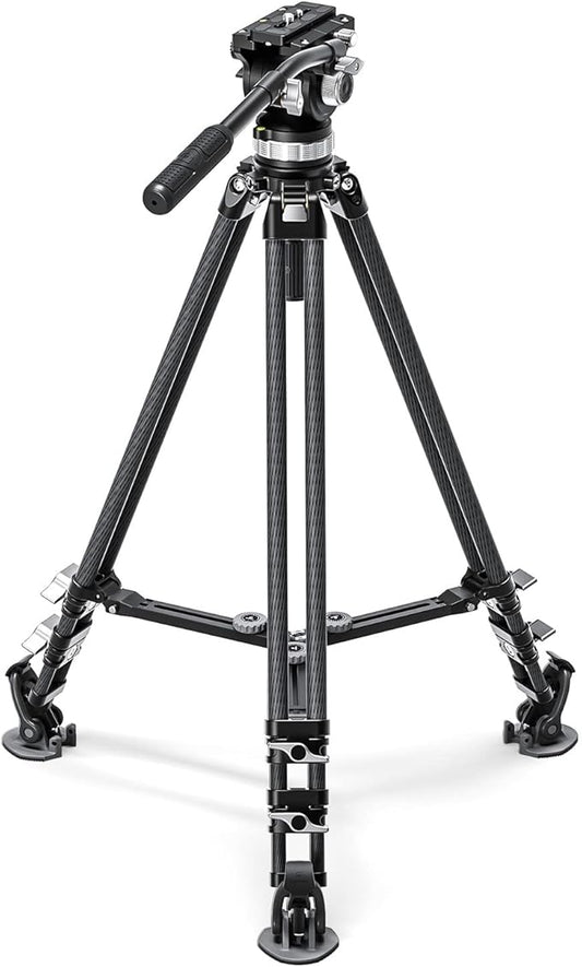 Leofoto LVC-253C+BV-15 King Kong Series Carbon Fiber Dual Leg Video Tripod w Fluid Head & Middle Spreader
