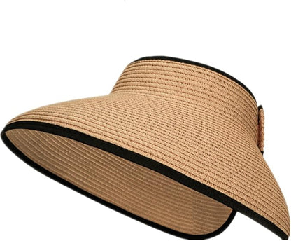 Womens Sun Visor Hat Straw Sun Visors for Women Summer Packable Ponytail Beach Hats for Women Travel