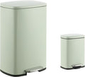 happimess HPM1006E Connor Rectangular 13-Gallon Trash Can with Soft-Close Lid and Free Mini Trash Can, Fingerprint Resistant, Modern, Minimalistic for Kitchen, Office, Bathroom, Pistachio Gelato