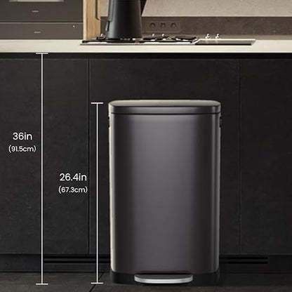 ELPHECO Kitchen Trash Can with Lid Soft Close, 13 Gallon / 50L Stainless Steel - Image 5