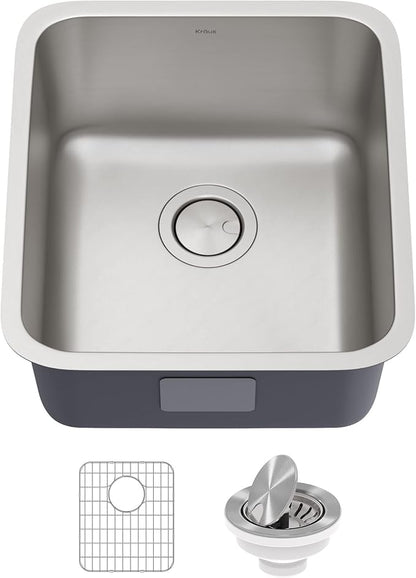 KRAUS Dex 17-inch Undermount 16 Gauge Stainless Steel Single Bowl Kitchen Sink, KA1US17B