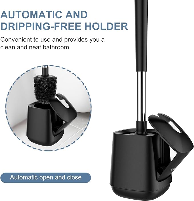 SetSail Toilet Brush and Holder 4 Pack, Self Closing Lid Toilet Bowl Brushes - Image 4