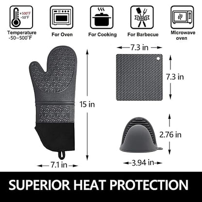 Silicone Oven Mitts and Pot Holders Sets, MTZRFLL Extra Long Heat Resistant - Image 6