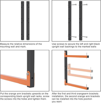 2 Pack Lumber Storage Rack, Wall Mount Wood Storage Racks, Heavy Duty 3-Level - Image 7